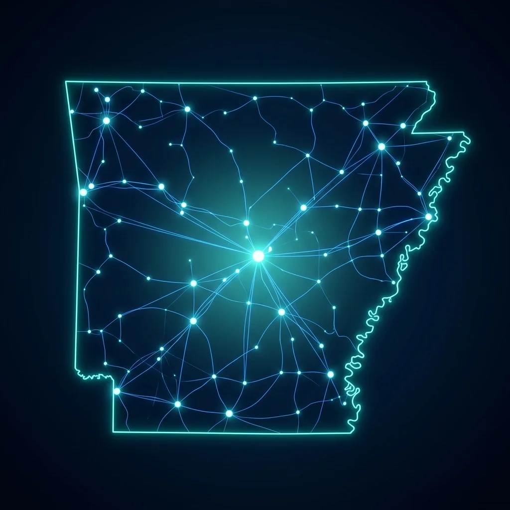 Map of Arkansas showing cities served by Find Your SEO including Little Rock, Conway, Fayetteville, and Fort Smith